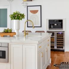 Traditional Kitchen Island With Brass Hardware