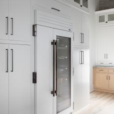 White Chef Kitchen With Gray Ceiling