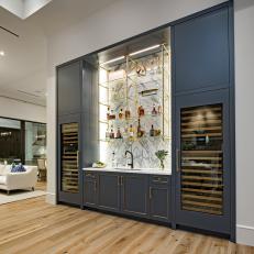 Blue Transitional Bar With Two Refrigerators
