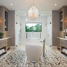 Neutral Spa Bathroom With Criss Cross Floor