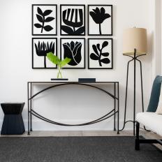 Console Table and Black and White Modern Art