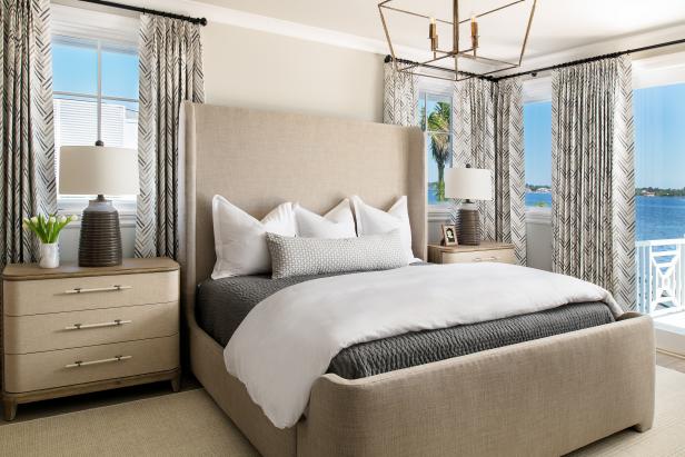 Neutral Contemporary Bedroom With Water View | HGTV