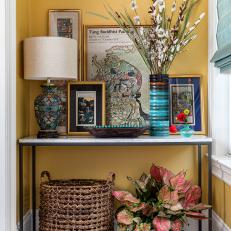 Sunny Yellow Entryway With Console Table