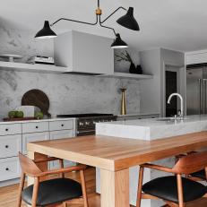 Contemporary Kitchen Features an Eye-Catching Pendant Light