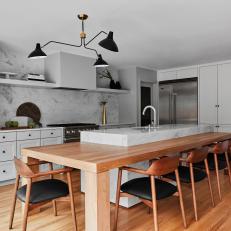 Contemporary Gray Eat-In Kitchen With Seating for Five