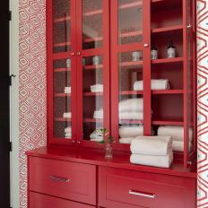 Red Linen Cabinet