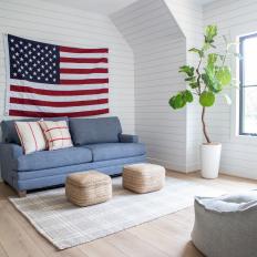 Country Sitting Area With American Flag