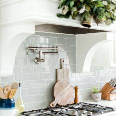 Transitional Kitchen Features a Gray Subway Tile Backsplash