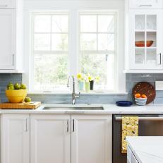 Transitional Kitchen With Yellow Towel