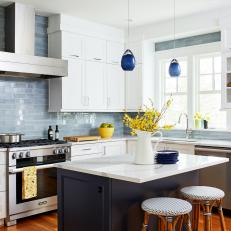 Transitional Chef Kitchen With Yellow Bowl