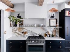 Transitional Rustic Kitchen With Marble Accents