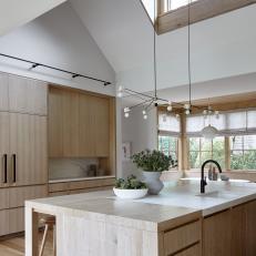 Neutral Modern Kitchen With Vaulted Ceiling