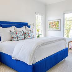 Bold Blue Bed in Contemporary Bedroom