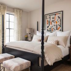 Contemporary Bedroom With Black Four Poster Bed