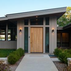 Contemporary Front Door and Sloped Roof
