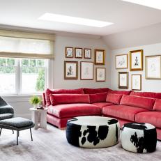 Transitional Living Room with Red Sectional