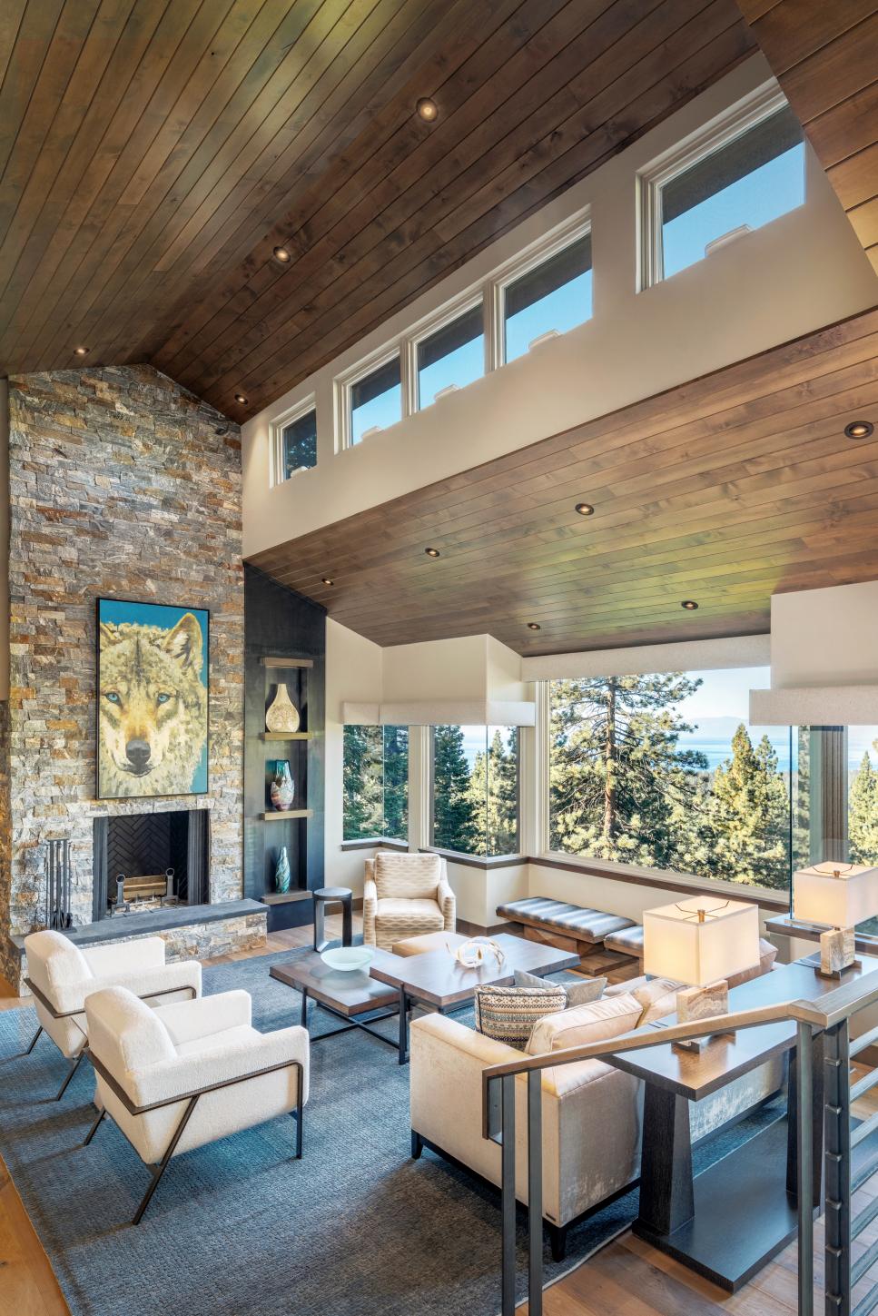 Rustic Contemporary Living Room With Clerestory Windows | HGTV