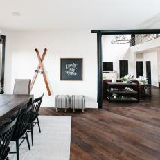 Contemporary Rustic Dining Room With Skis