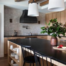 Contemporary Kitchen With Black Countertops