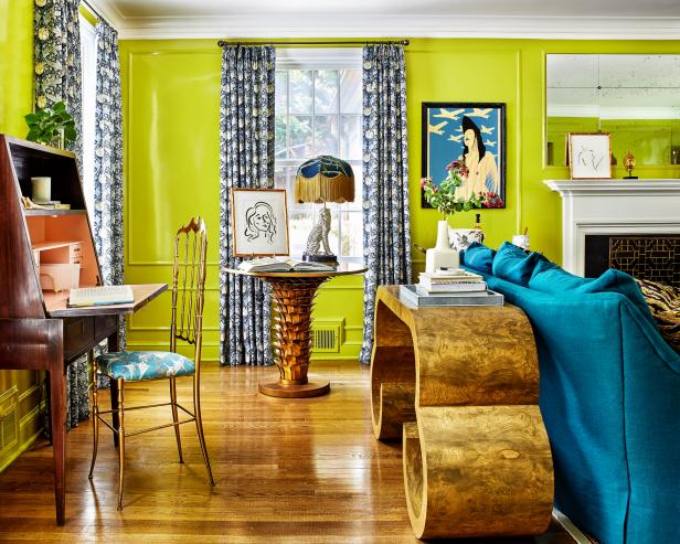 Lime green outlet walls living room