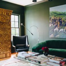 Green Eclectic Living Room With Velvet Sofa