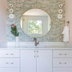 Contemporary Bathroom Suite With Wallpaper 