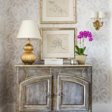 Gray Cabinet and Purple Orchid