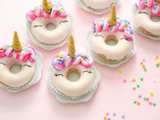Turn the dessert table into a magical wonderland with these sweet unicorn doughnuts that are sure to be a hit with kids of all ages. The golden rings are baked instead of fried, and a little buttermilk in the batter makes them as delicious as they are cute.