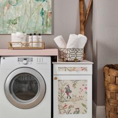 Eclectic Laundry Room With Chinoiserie Cabinet
