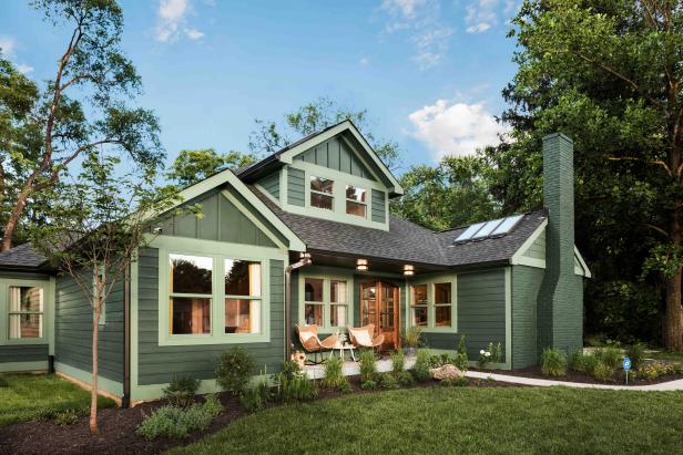 A cedar shake roof offers natural insulation and a handsome look for the classic exterior of this impressive home. The durable roof resists strong winds and other severe weather, and helps conserve heating and cooling energy for lower utility bills.