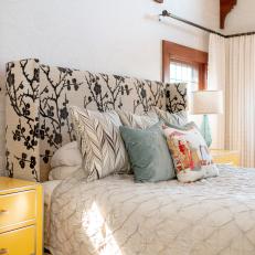 Craftsman-Style Bedroom With Yellow Nightstand