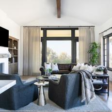 Contemporary Neutral Living Room With Gray Armchairs