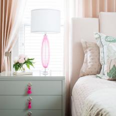 Pink Lamp and Green Nightstand