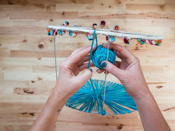 Turn an Old Tomato Cage Into a Fabric Storage Basket | HGTV