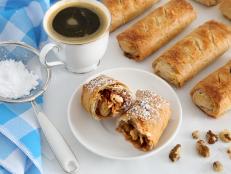 Nothing’s better than homemade apple strudel — unless it’s having one all to yourself. These individual strudels have a crunchy phyllo wrapper with a sweet interior of shredded apples, golden raisins and walnuts. Serve this classic German confection, aka apfelstrudel, as a sweet ending to your Oktoberfest celebration.