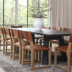 Dining Room With Brown Leather Chairs