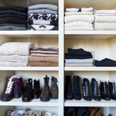 Well-Organized Closet Houses Sweaters and Boots