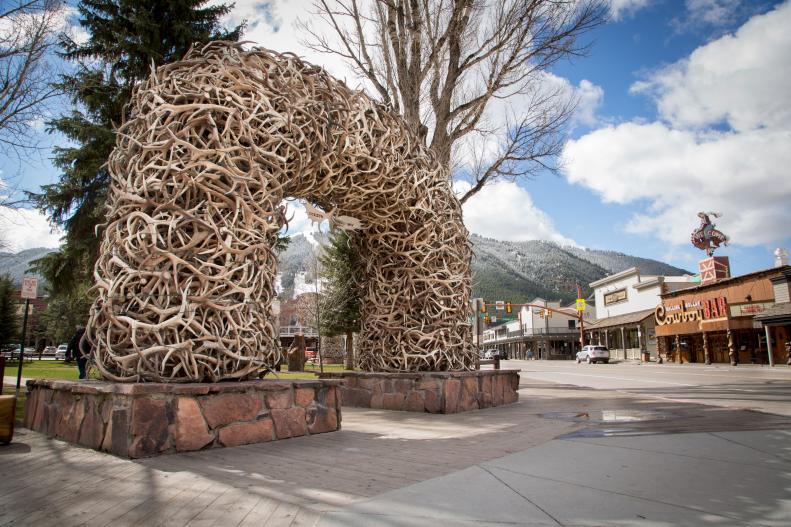 The Antler Arch at Jackson Town Square in Wyoming