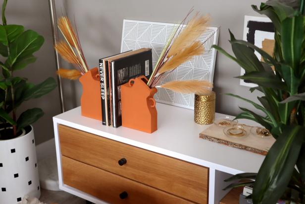 You’re all done! Style it with neutral colored books for a boho look for cheap.