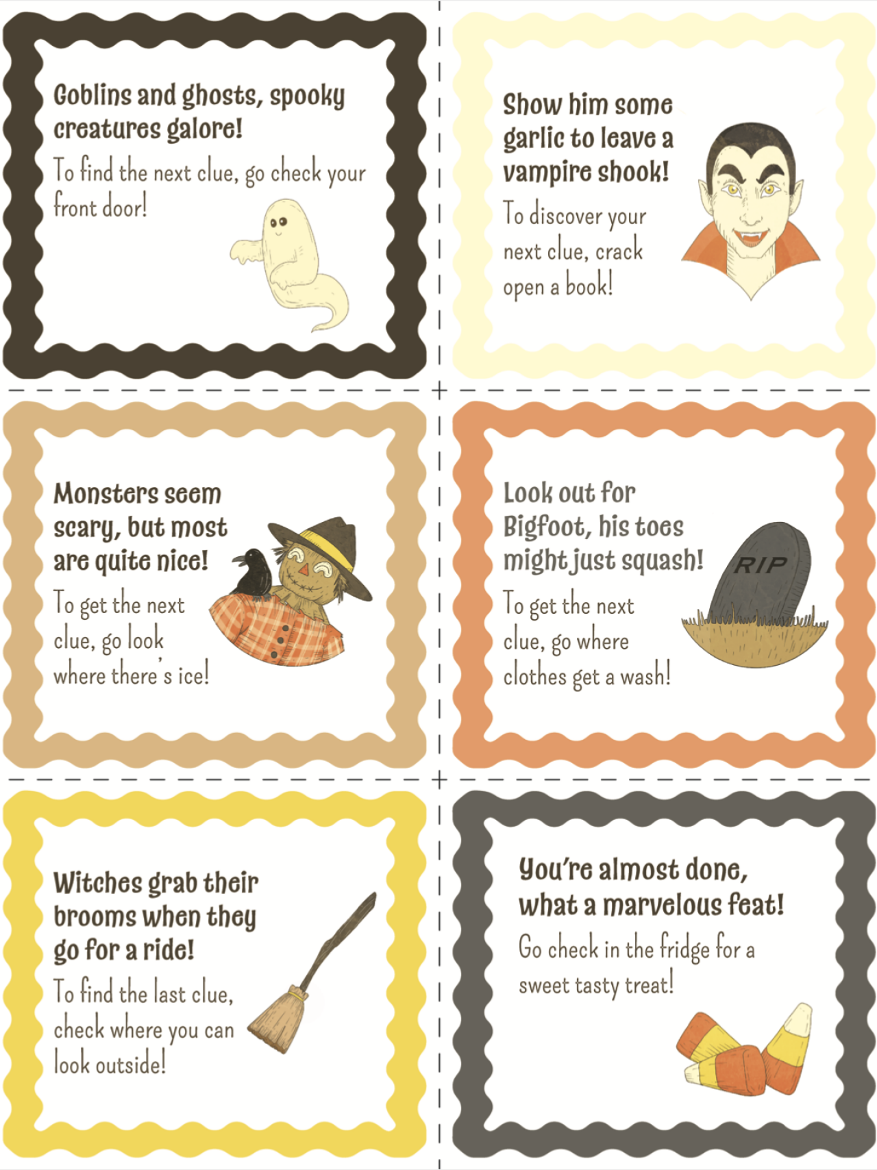 Two Colorful Free Printable Halloween Scavenger Hunts For Kids Images 