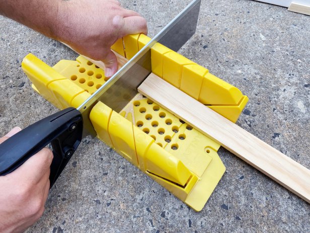 cutting wood for the outside frame