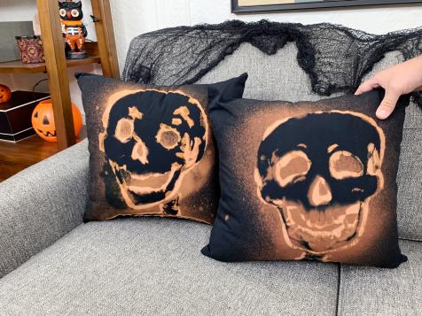 Skull and Flower Pillow Cover retro Halloween Decor Sofa 