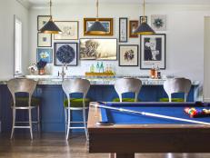 This Blue-Hued Game Room and Bar is Hiding Secret Appliances