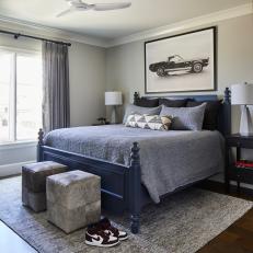 Dark, Solid Colors Make This Child's Bedroom Timeless