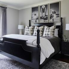 A Four-Poster Bed and Marble Lamps Make This Boy's Bedroom Timeless