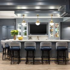 Gray Contemporary Bar With Paneling