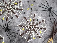 No time to bake a dessert for Halloween? No problem. These adorably creepy spider web cookies require no baking and are easily assembled with just three ingredients — perfect for the kids to help make.