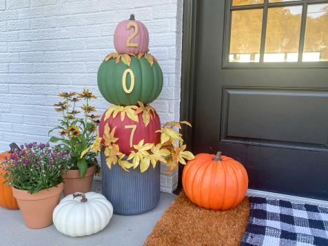 Welcome Fall With This House Number Pumpkin Topiary