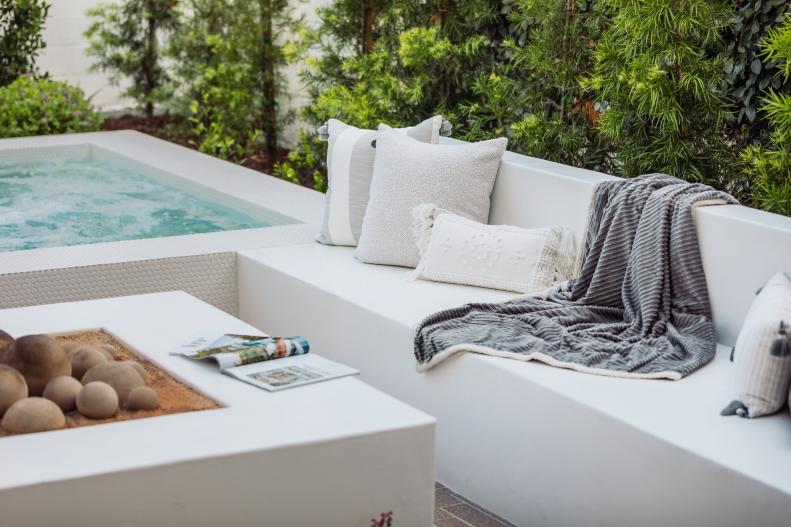 Hot Tub and White Bench