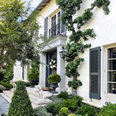 Mediterranean Front Entrance With White Wreath